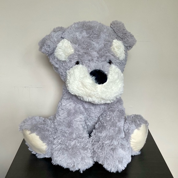 Hugfun 16” Plush Terrier Stuffed Dog Grey & White - Very Fluffy & Clean! - Picture 1 of 5